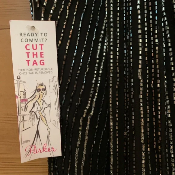 NWT Parker Black Monarch beaded evening gown size 4 - Picture 8 of 9